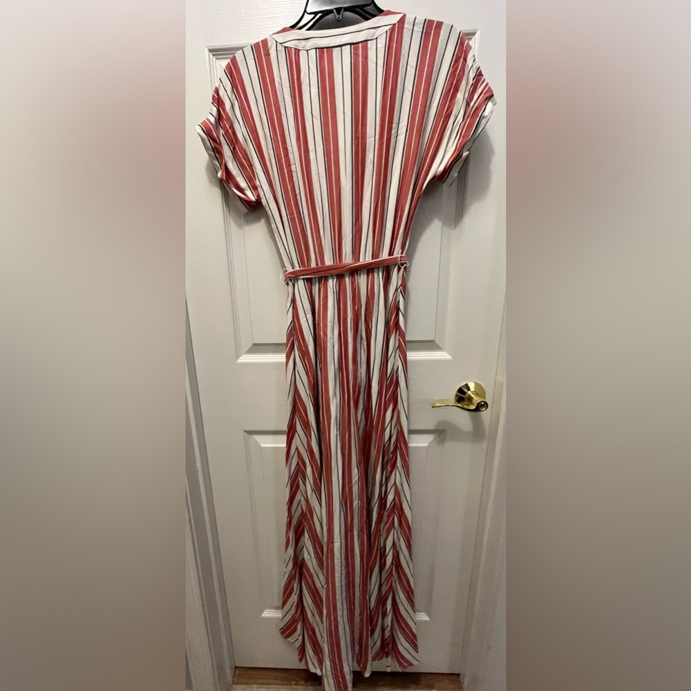 NWT LOFT Striped White Red Button-Down with Pockets Maxi Dress Size 0 - Picture 14 of 16